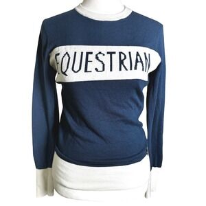 Asmar‎ Equestrian Blue White Size XS Equestrian Logo Long Sleeve Sweater Top